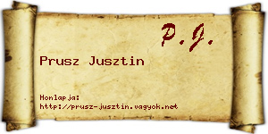 Prusz Jusztin névjegykártya